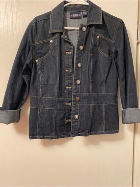 Billblass Jeanswear Dark Denim Jacket with Contrast Stitching